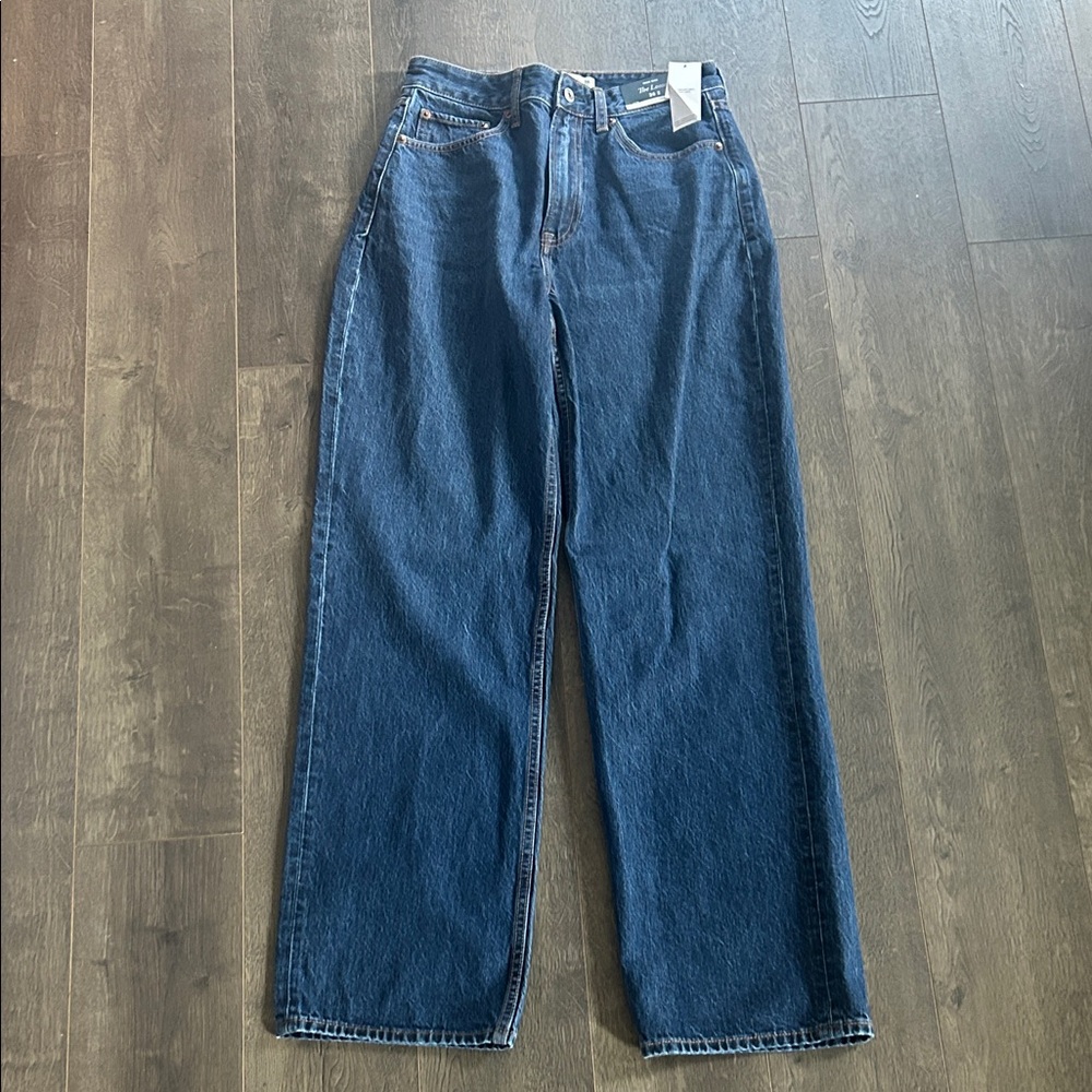 Abercrombie & Fitch Dark Blue Relaxed High Waisted Jeans